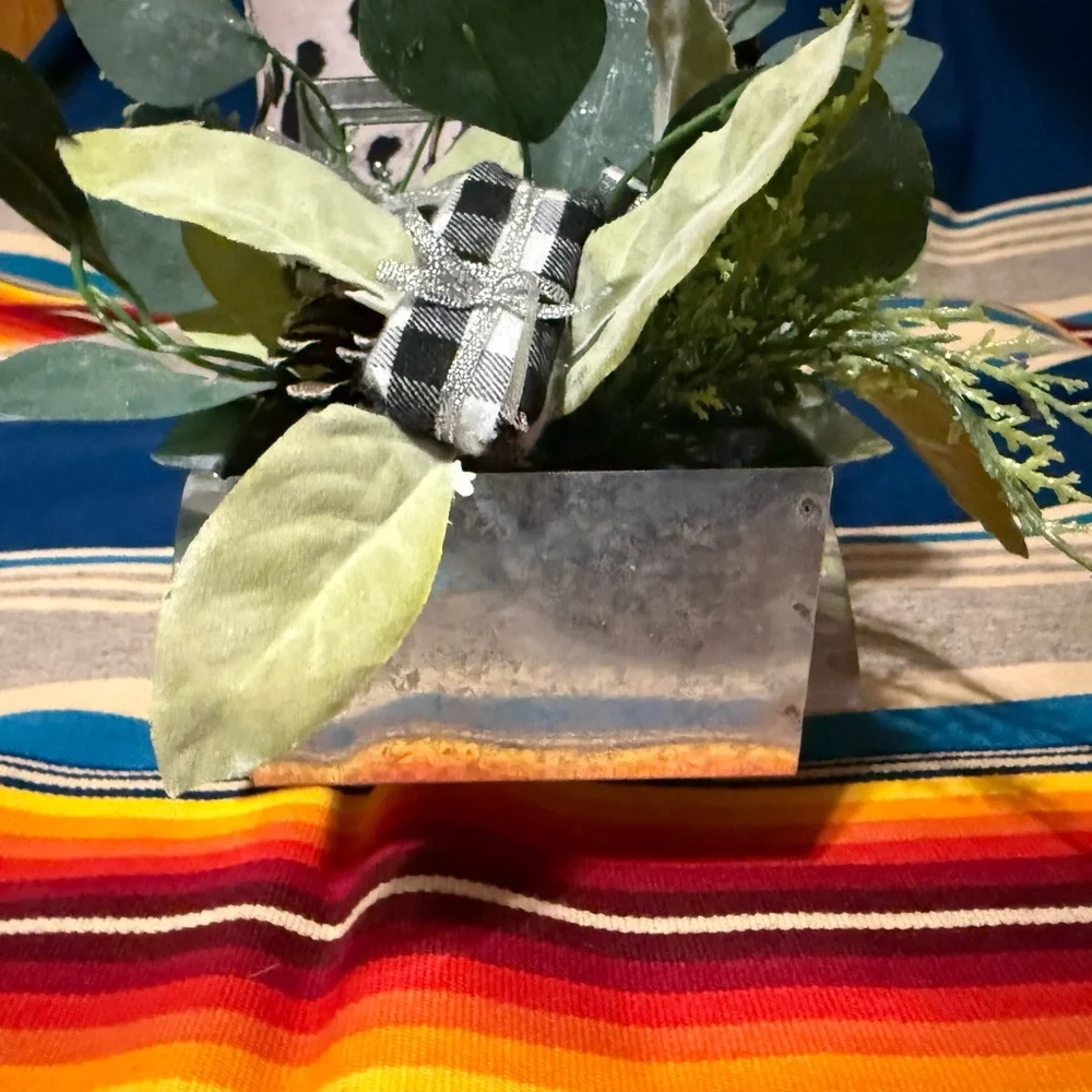 Rustic Metal Truck Faux Floral Arrangement